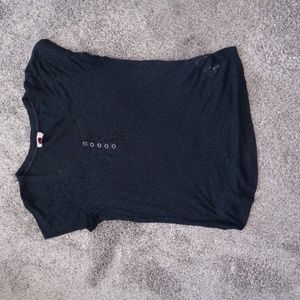 XXL LEI see through half button tshirt